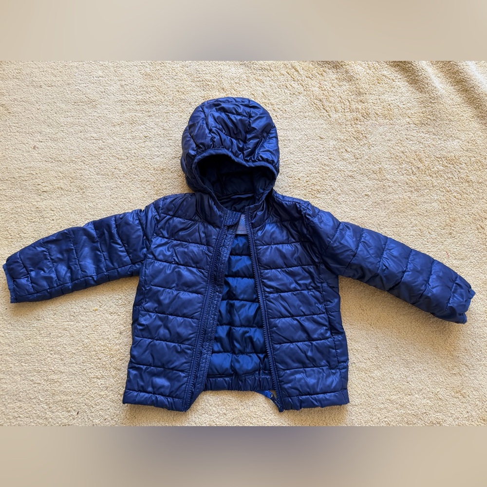 Primary Navy Puffer Jacket for Kids